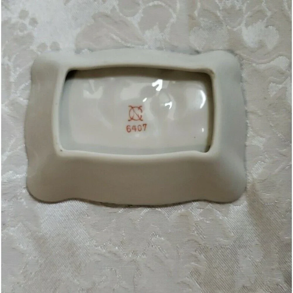 Ardalt Trinket Dish Blue White Cherubs Clouds Angels Gold Trim Japan Vintage
